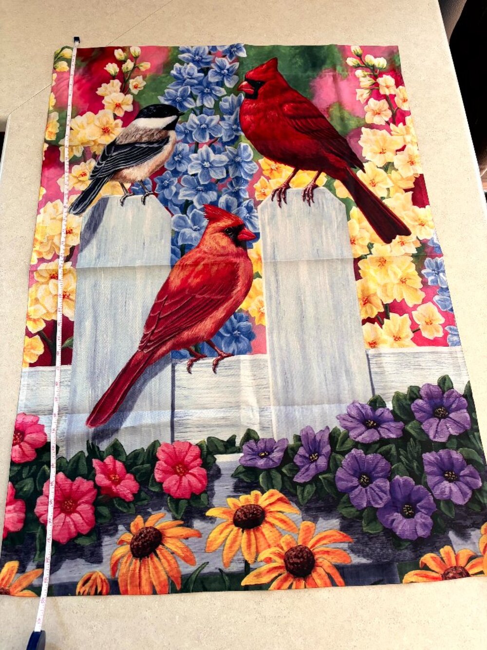 Spring Summer Cardinal House Flag 28X40 Inch Double Sided, Flower Birds Decor